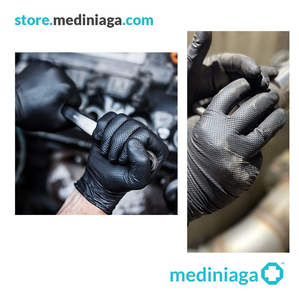 Mediniaga diamond-grip nitrile gloves for workshop tasks