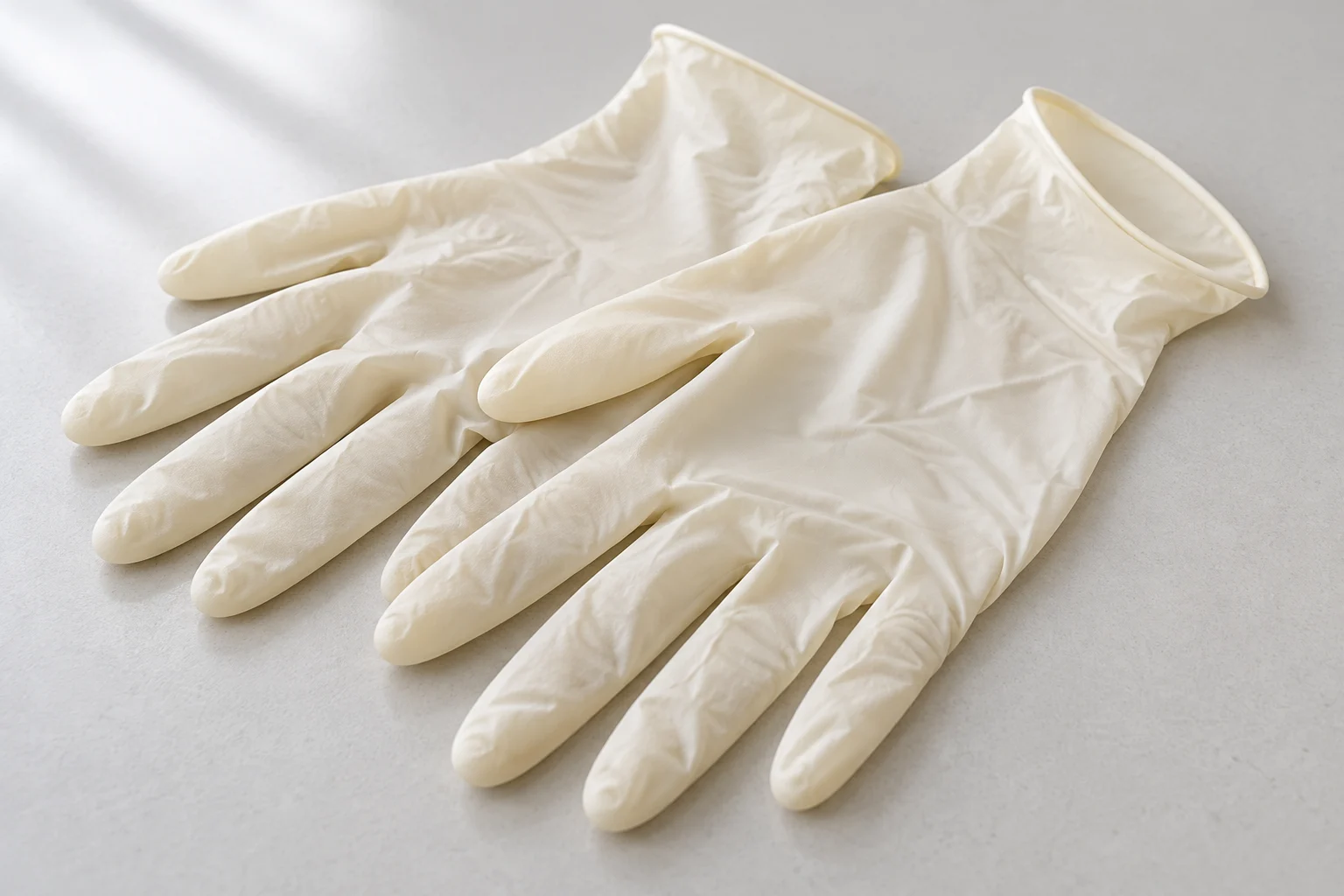 Illustrative latex examination gloves
