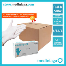 Load image into Gallery viewer, &quot;mediniaga&quot; [BULK 50 BOX] Disposable Latex Gloves (Powdered/Powder Free, Non Medical)
