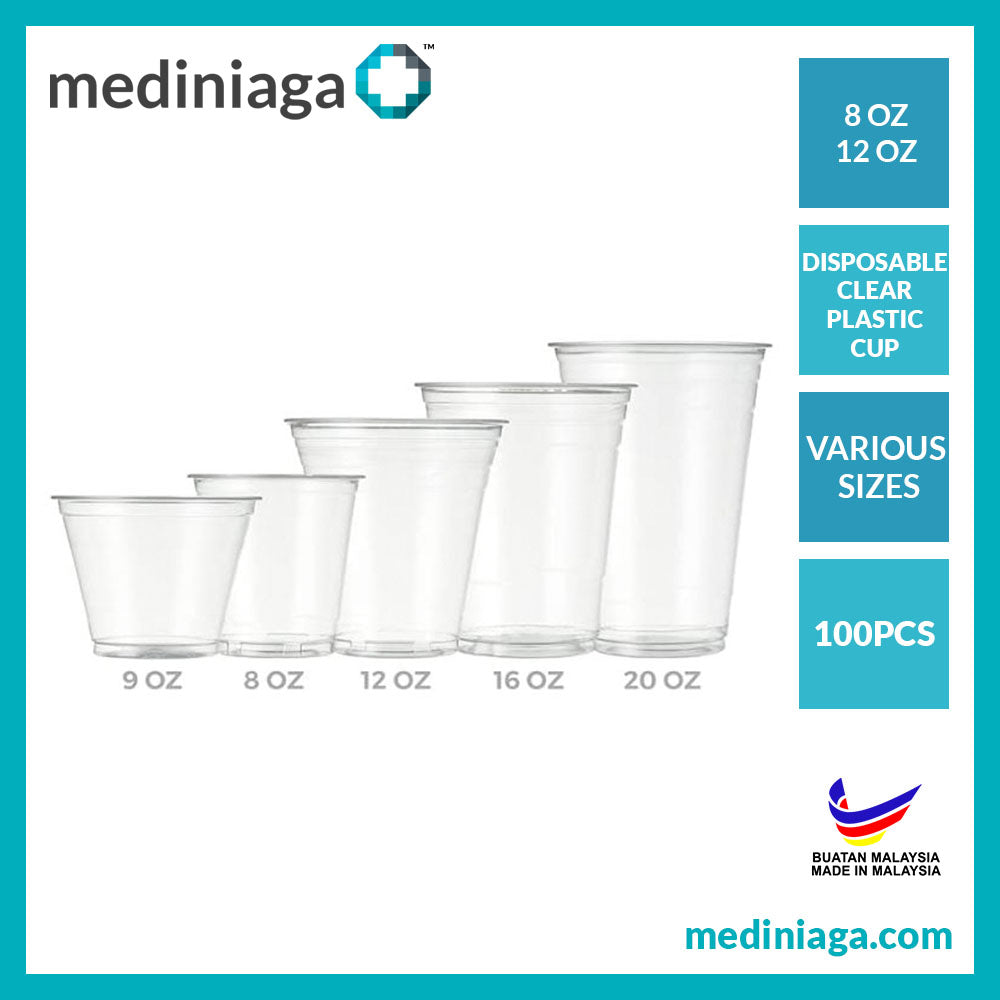 DISPOSABLE CLEAR PLASTIC CUP SIZE 8 Oz - mediniaga