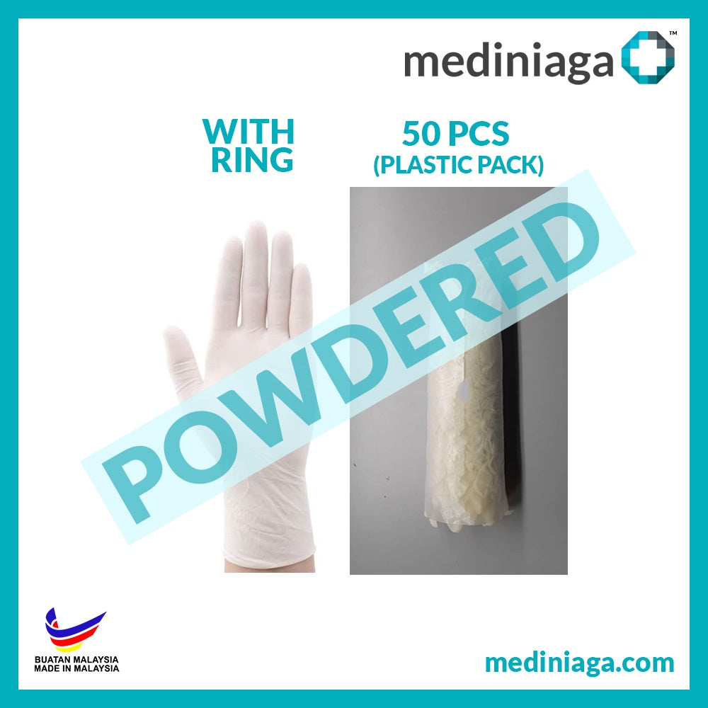 mediniaga Disposable Latex Gloves (Powdered/Powder Free, Non Medical)