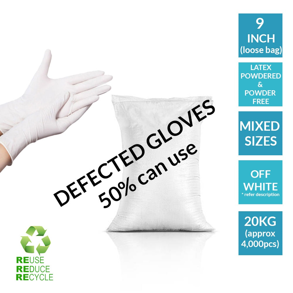 [DEFECT] LATEX GLOVES, mixed sizes