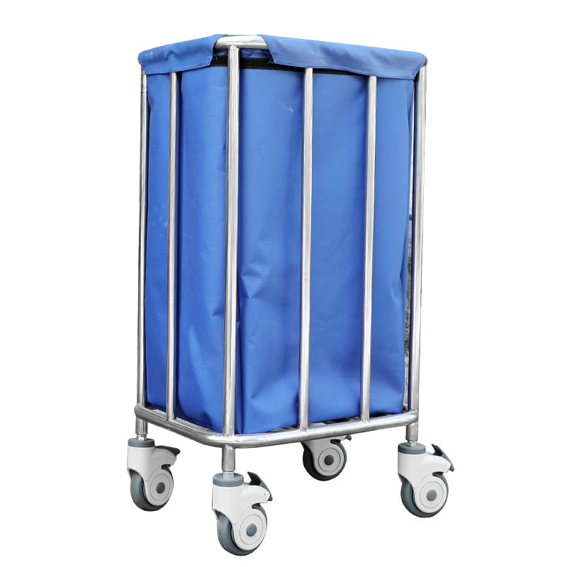 Stainless Steel Adjustable Multifunction Mobile Medical Linen Cart With Bag - mediniaga