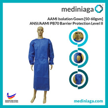 Load image into Gallery viewer, AAMI ISOLATION GOWN Class II (55gsm) 100% Water Resistant - mediniaga
