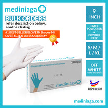 Load image into Gallery viewer, Mediniaga Non-Medical Disposable Latex Gloves (Lightly Powdered) - mediniaga
